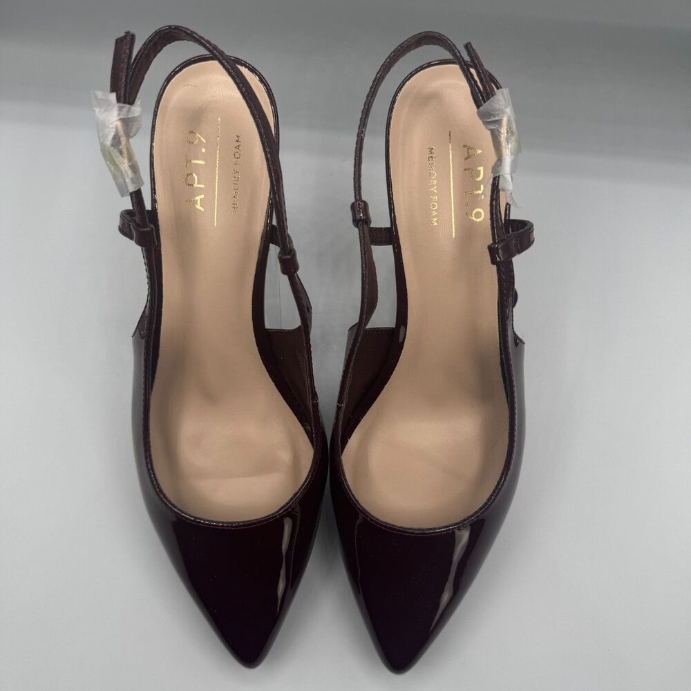 Apt 9 Keerah Wine Size 8.5 M Shoes Patent Leather Strappy Pointed Toe 2.5" Heel - Picture 4 of 9